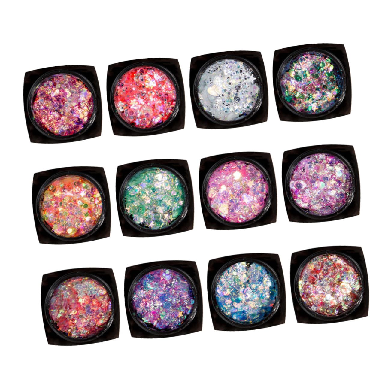 DOITOOL Set Da 3 Pezzi Per Il Trucco Con Paillettes 12 Colori Gel Per Il Corpo Con Paillettes Gel Per Il Viso Unghie Glitter Illuminante Per Feste Uso Quotidiano