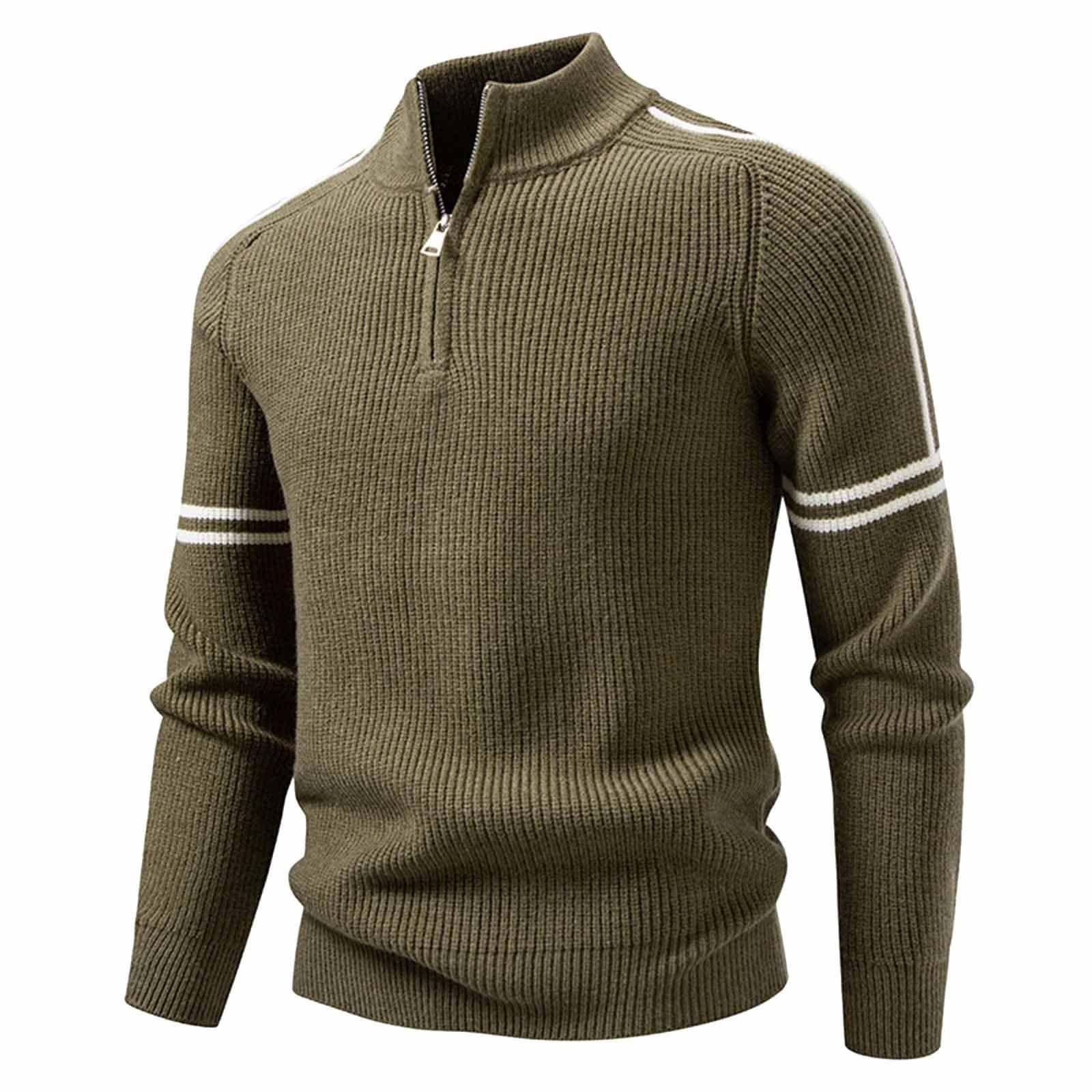 Generisch Jersey de negocios para hombre, con media cremallera, cuello alto, sin capucha, corte ajustado, cuello de tortuga, cuello medio, cuello alto