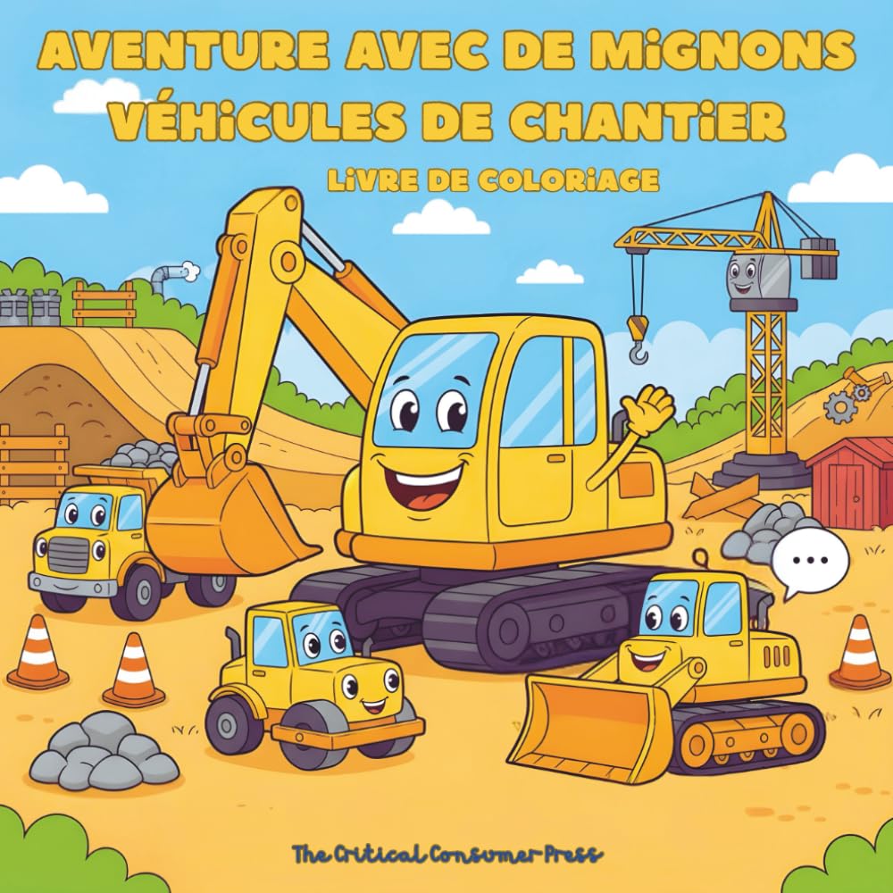 Aventure avec de Mignons Véhicules de Chantier: Livre de coloriage éducatif pour enfants avec camions, pelleteuses et grues adorables