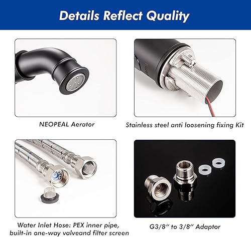 Miniatura 15 de Grifo de baño sin contacto con caño giratorio y opción manual, grifo de lavabo de baño con control de temperatura y control de flujo, cromo