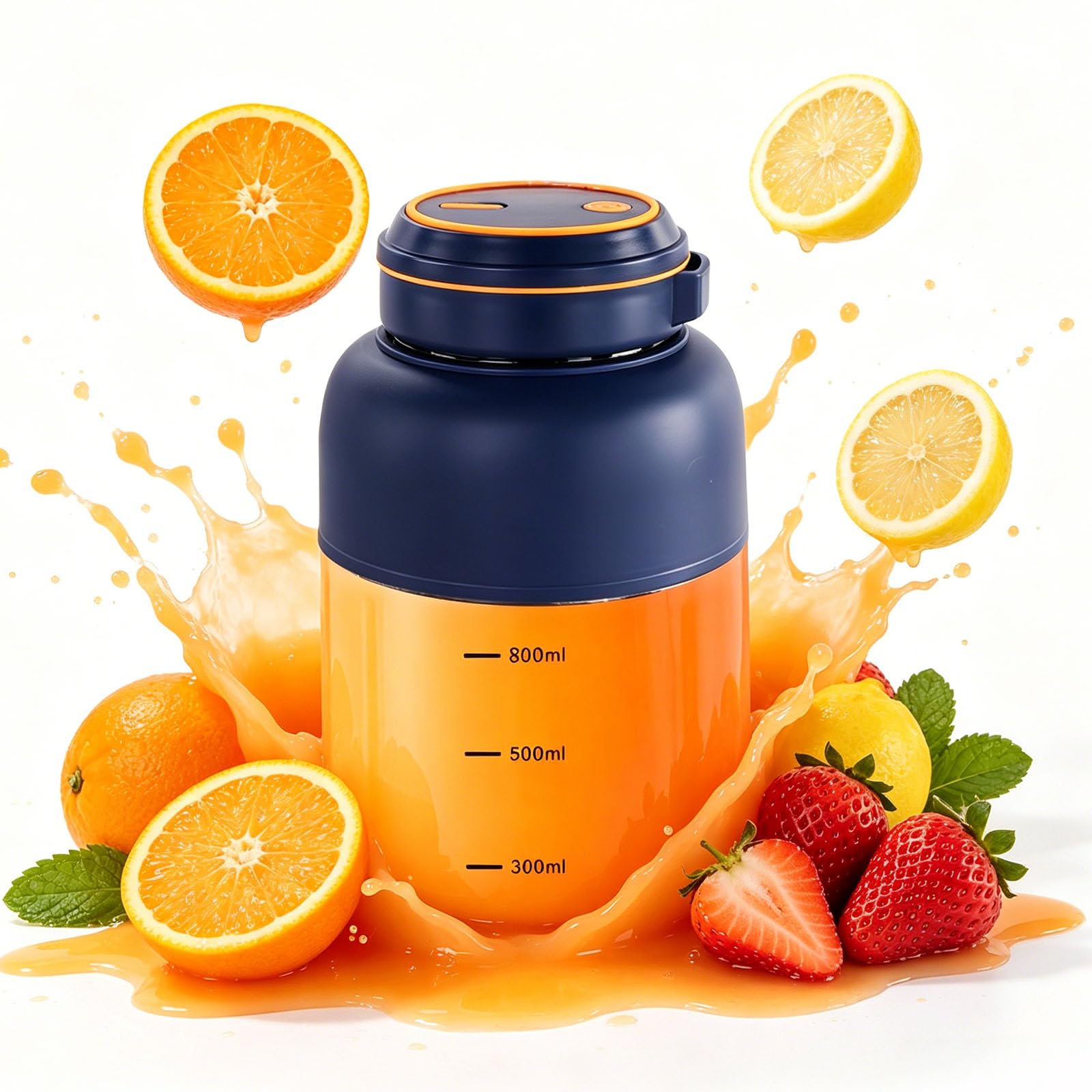 Portable Wireless Juicer Cup, 800ml USB Rechargeable Personal Blender for Smoothies, Shakes & Fresh Fruit Drinks, Travel & Gym Friendly (Blue)
