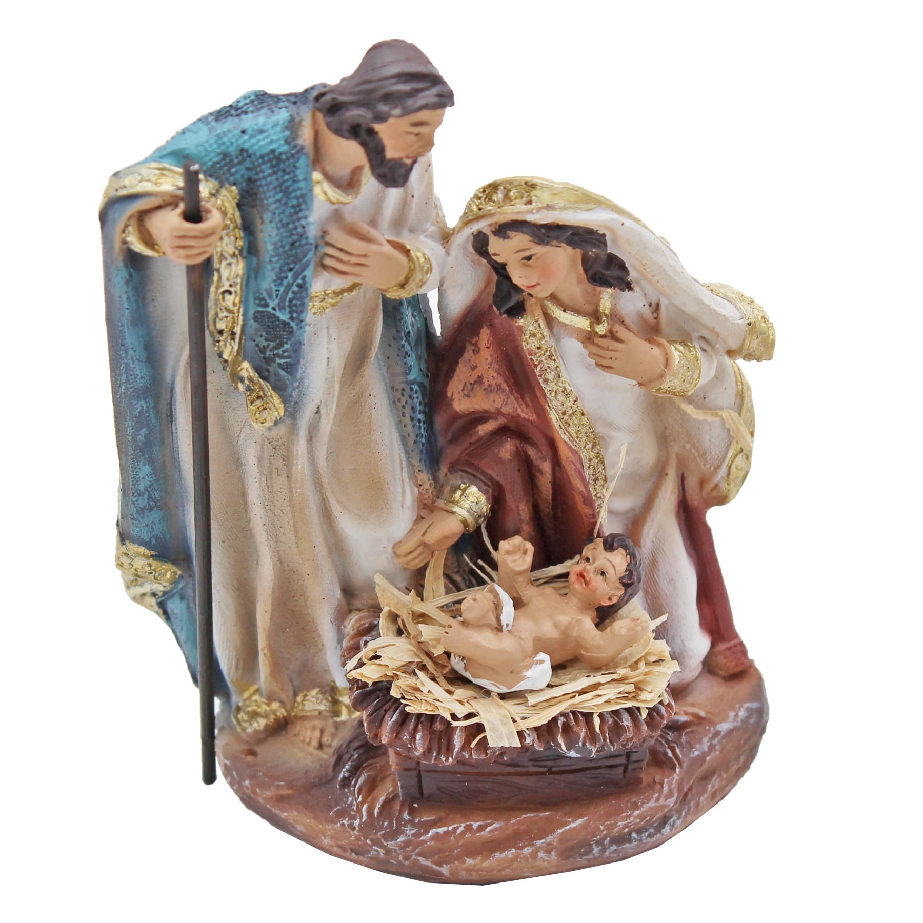 Widdle Gifts Multicolor Christmas Nativity Holy Family Ornament Resin Mary Joseph And Baby Jesus 6929