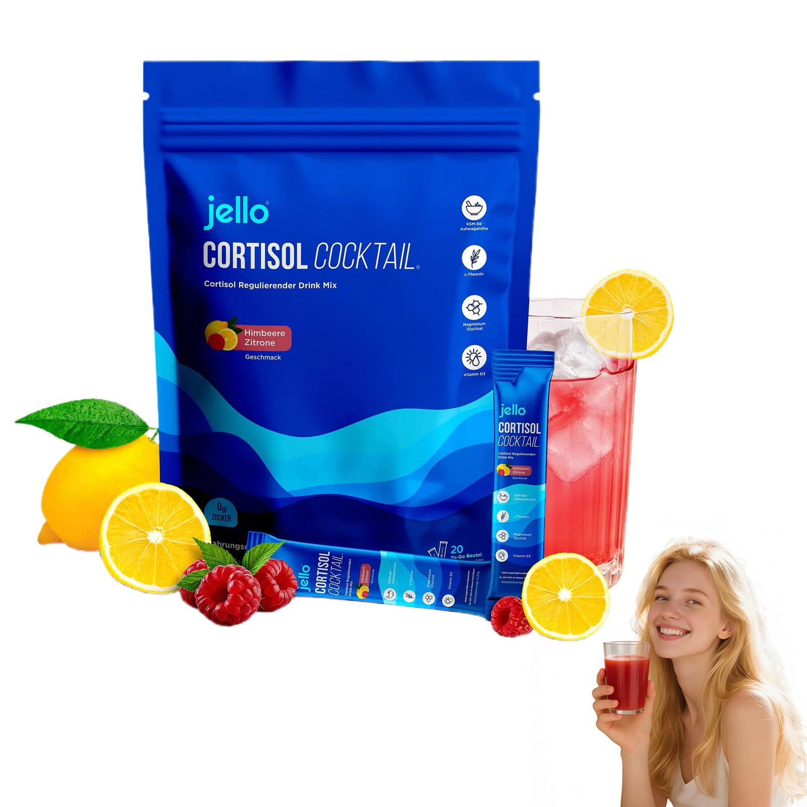 Pulver, Cortisol Senken Abnehmen (1 Beutel) | Upgrade 20 Stück Procalm Pulver, Konzentration Steigern, Stress Natürlich Reduzieren, Cortisol Balance, für Männer und Frauen