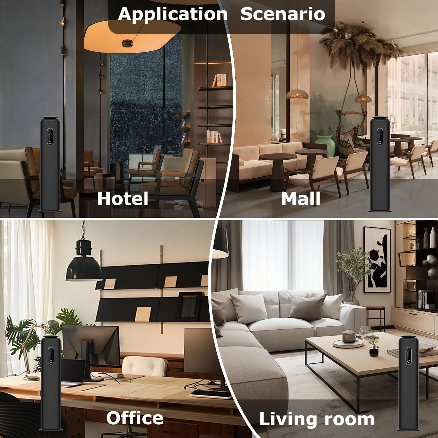 1000ML- Tower Hotel Scent Diffuser with WiFi App Control for Whole House - Commercial Diffuser Machine Cover 10000 Sq Ft - Scent Air Machine & Waterless Essential Oil Diffuser for Large Room - Black