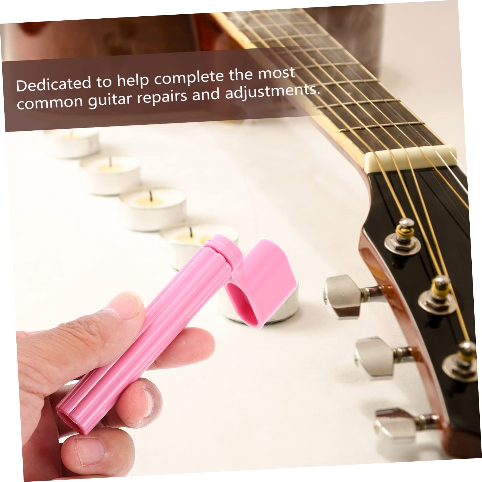 Yardwe Guitar Accessory Set Nut Saddle Nut Bridge Pins Winder Tool 15pcs Replacement Parts for Acoustic Guitar Random Color