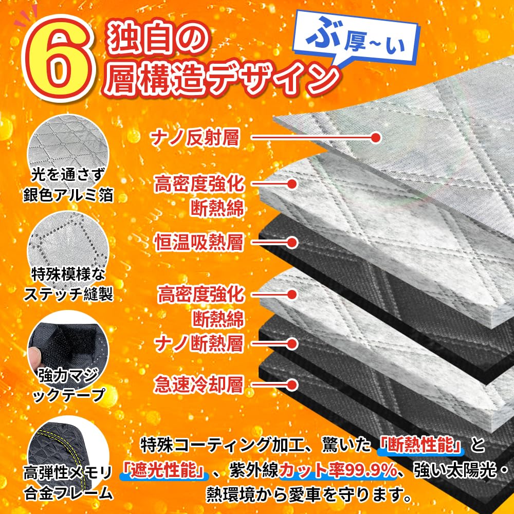 Amazon.co.jp: 【6層構造】サンシェード トヨタ ハイエース 200系