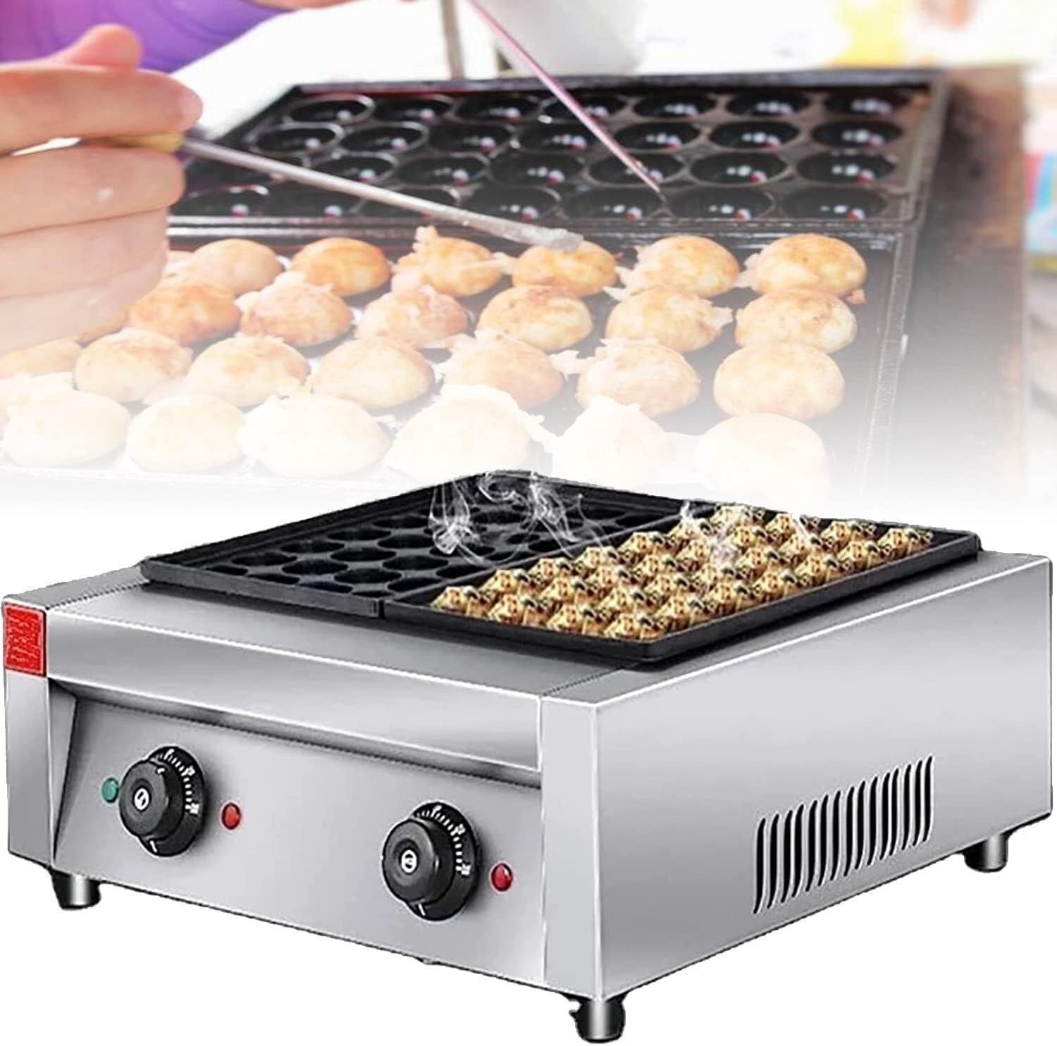 Machine à Takoyaki électrique, Machine à Boulettes De Poulpe Commerciale De 2 KW, équipement De 56 Trous pour Les Fêtes, Les Food Trucks Et Les Restaurants