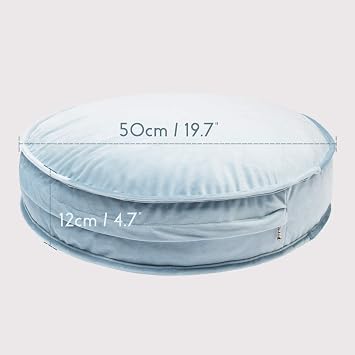 Velvet Floor Pillows Round Chair Cushion Couch Throw Pillow Soft Pouf Seat Mattress Bean Bag for Reading Nook Play Room (19.7IN, Baby Blue)