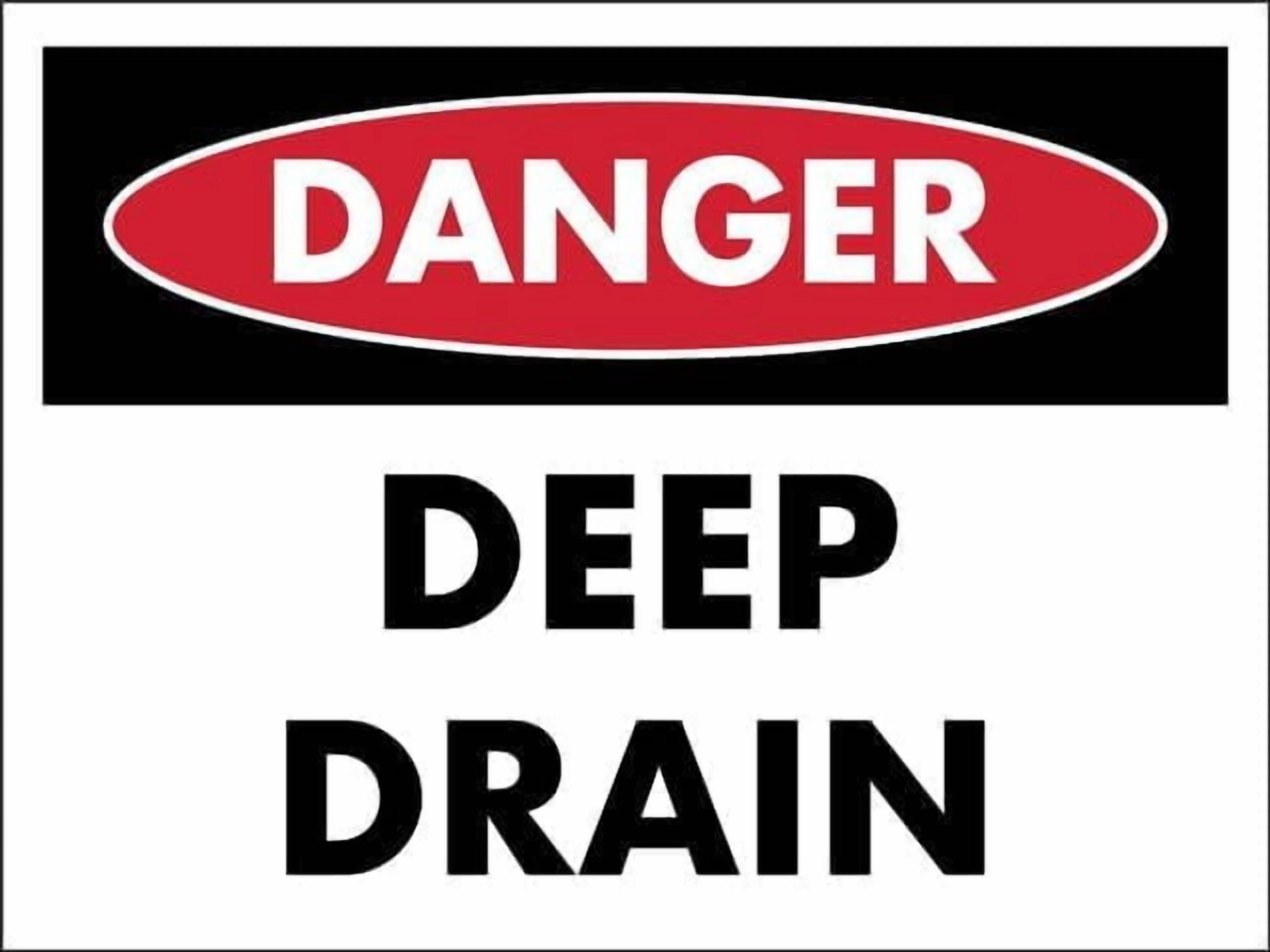 (2-Pack) Metal Tin Sign Danger Deep Drain Sign 12"X8" Rust Free,Indoor & Outdoor Use For Fence And Yard