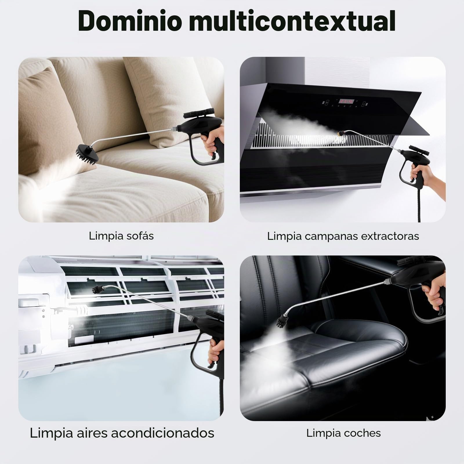 Limpiador de vapor portátil, 3000 W, alta temperatura, para el hogar, coche, vapor, 100 – 130 °C, máquina de limpieza a vapor de alta presión, 3 – 5 bar, 43 x 23,6 x 16,5 cm