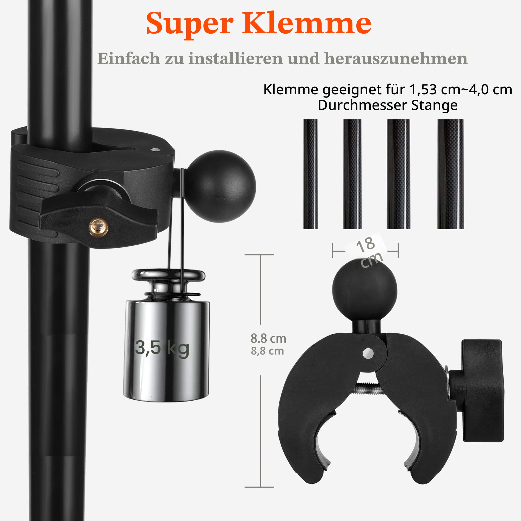 IPad Halter für Mikrofonständer Tablet Handyhalterung Mikrofon Notenständer verstellbar drehbar mit Supergriffklemme für iPad Pro 12,9 Air Mini, Android, 4 bis 13,5 Zoll iPhones Tablets