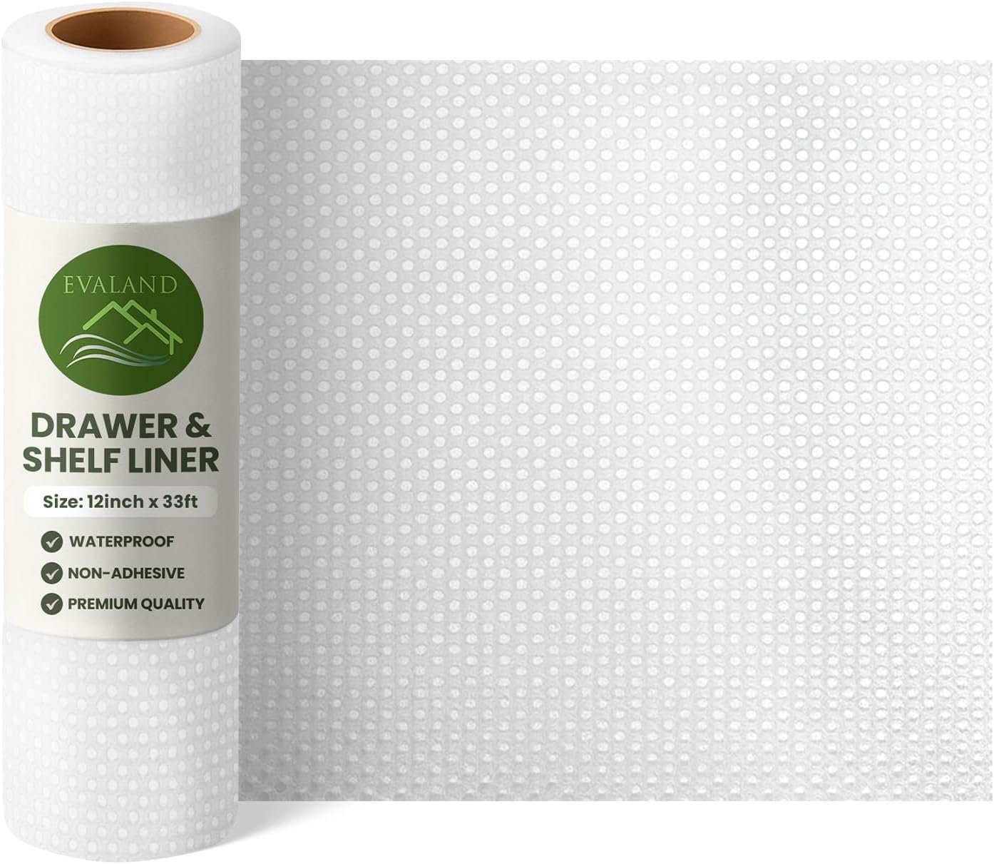 EVALAND Shelf Liners for Kitchen Cabinets Non-Adhesive 12" x 33 FT Clear Drawer Liner Non Slip, Washable Cabinet Liner, Waterproof Shelf Liners for Cabinets, Refrigerator Bathroom Pantry Cabinet Mat