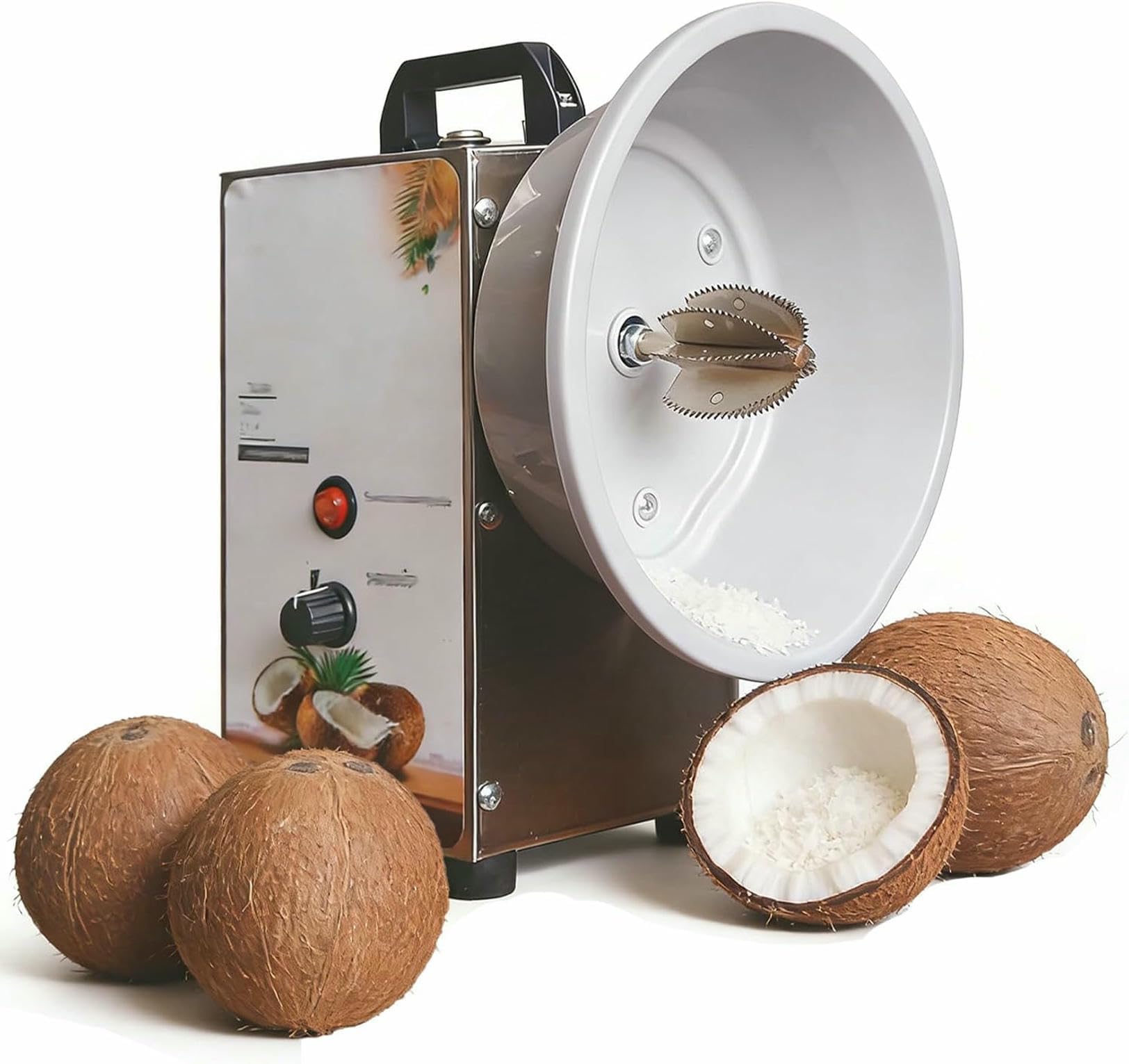Vertical Coconut Scraper Grater, Electric Coconut Grater Machine, Vertical Coconuts Processing Grinder Shredder, Speeds Adjustable, with Blade, Dust Cover