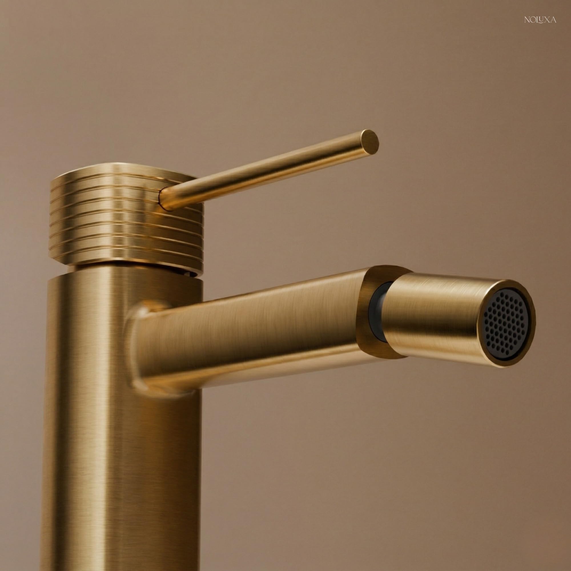 IMEX Bidet Złoty kran łazienkowy, jednouchwytowa bateria łazienkowa, szczotkowane złoto, bateria bidetowa z mieszaczem ciepłej i zimnej wody, bateria bidetowa, bateria Bidet, łatwa instalacja, seria