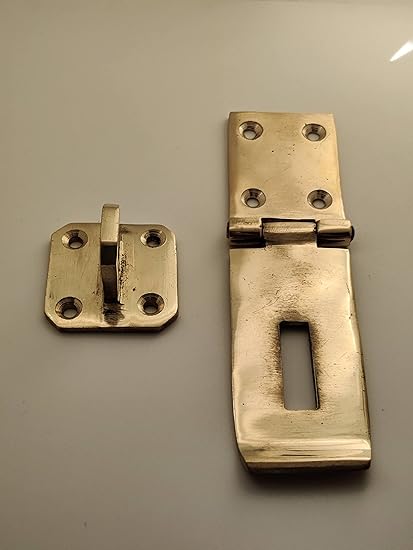 BRASS INDIA Full Brass CHAPRAS |Door/Drawer/Box Handlesets Handle Lock | Size: 3 inch(Small) to 5 inch (Large) | Model:513 Peti Handle Lock | Jewellery/Makeup Box Handle| (3 inches)