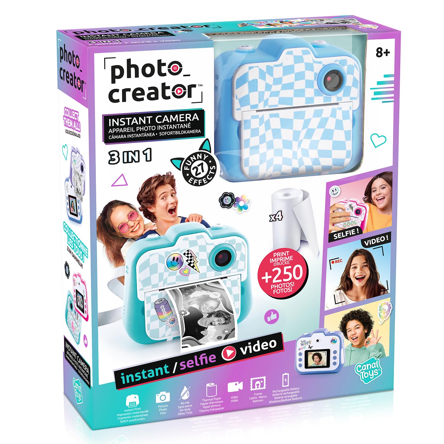 Canl Toys - Photo Creator - Cámara de impresión instantánea - Foto, Selfie y Video - CLK 001