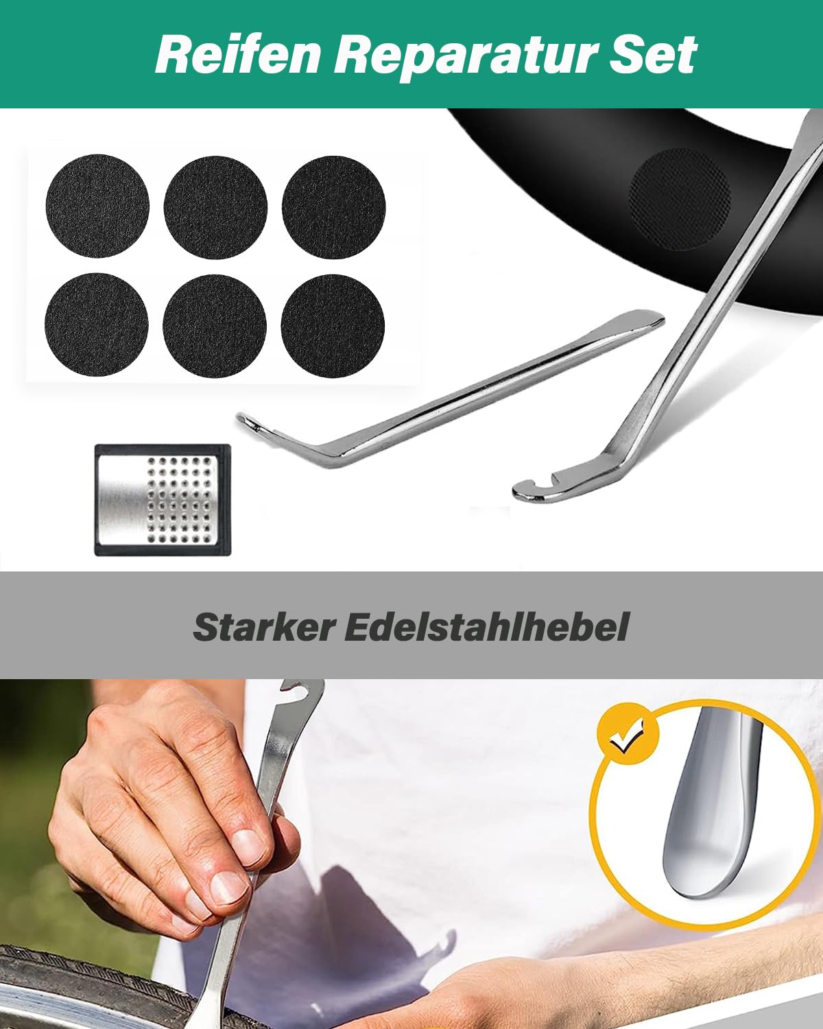 HAZENS Fahrrad Reparatur Werkzeug Set 16 in 1, Faltbares Multifunktionswerkzeug MTB Reifenflickwerkzeug Set mit Satteltasche