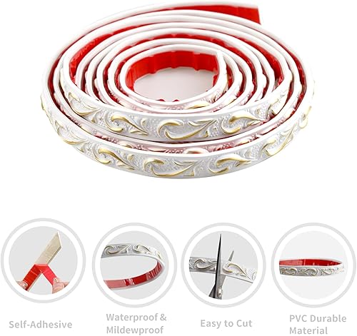 Miniatura 3 de Leenevs Renueva la decoración del hogar con moldeo de pared flexible autoadhesivo y recorte de 16.5 pies x 0.8 pulgadas, tiras de borde para