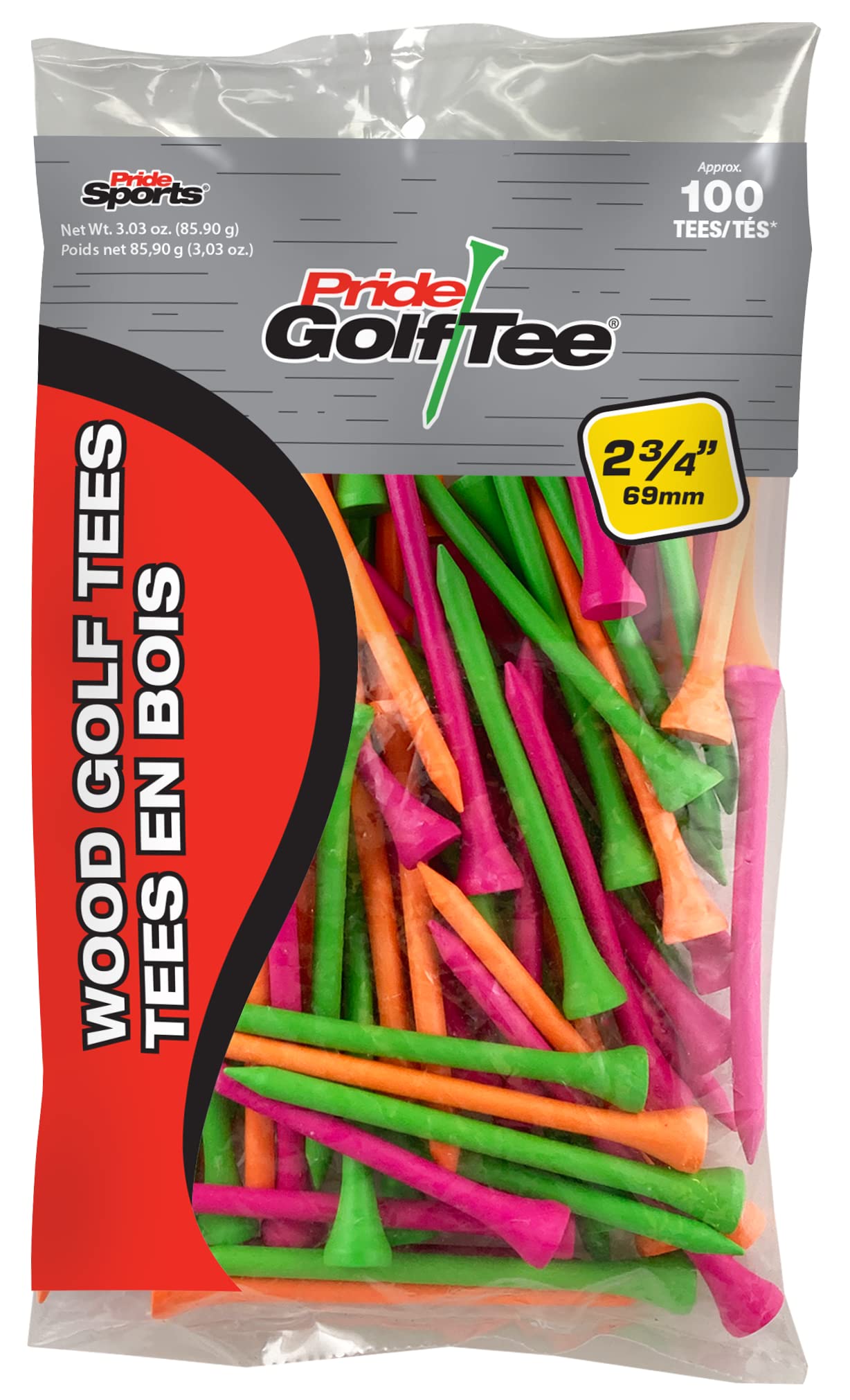 Pride Golf Tee2-3/4 inch Deluxe Tee, 100 Count Bag