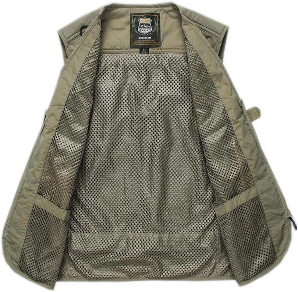 Hotmiss Men's Fishing Vest with 15 Multi Pockets Travel Photography Vest Outdoor Hunting Breathable Jackets