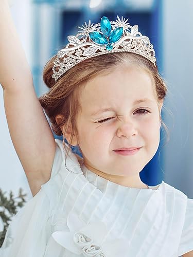 Miniatura 2 de SWEETV Tiara de princesa para niñas y niños, corona de cumpleaños, diadema de tiara de cristal, accesorios para el cabello