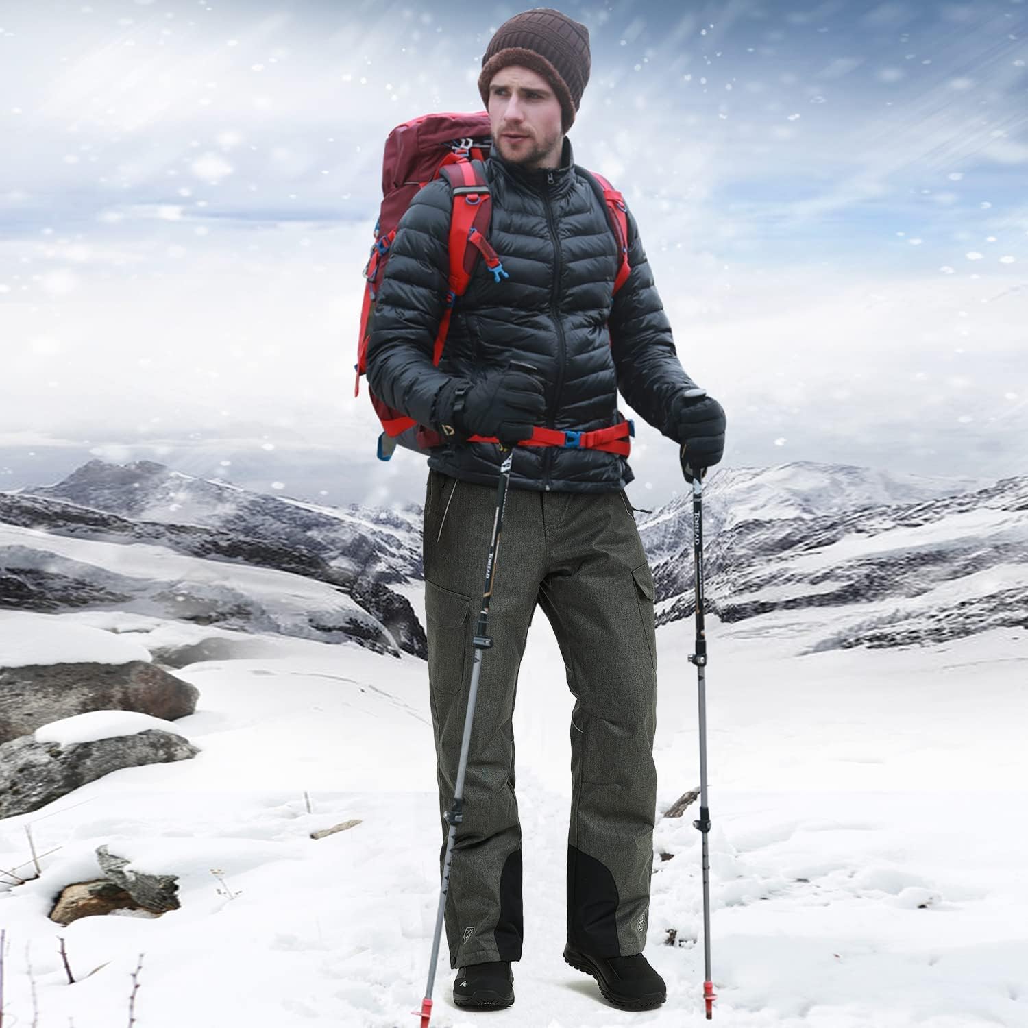 HARD LAND Men's Snow Ski Pants Waterproof Insulated Winter Windproof Snowboard Pants