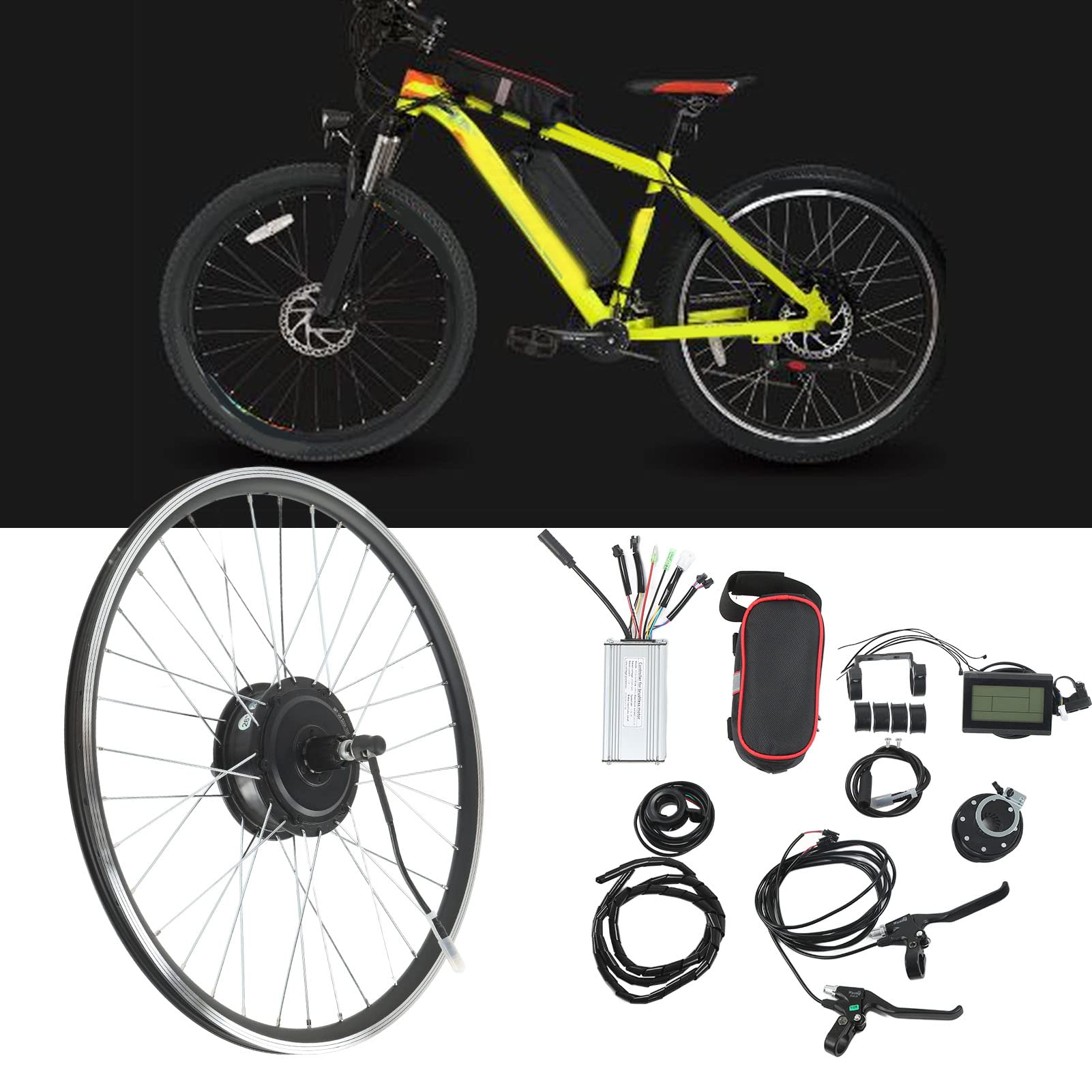 Kit de Conversion de vélo électrique 48V 500W, Kit de moteur de moyeu de Cassette de roue arrière avec contrôleur 11A et panneau LCD3 (20 pouces)
