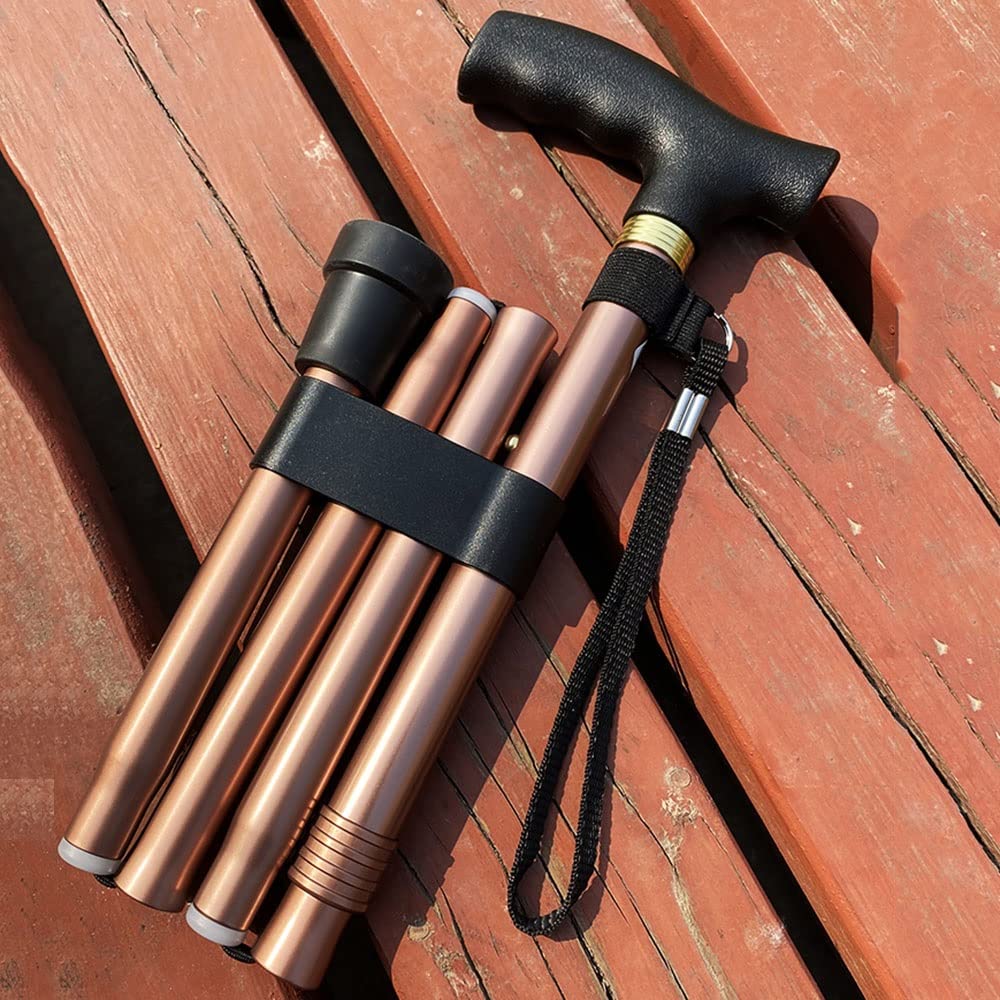 Bastón Plegable para Mujeres y Hombres, bastón Plegable de Aluminio de Altura Ajustable (31 a 35 Pulgadas) | Cómodo Mango de plástico en Forma de T