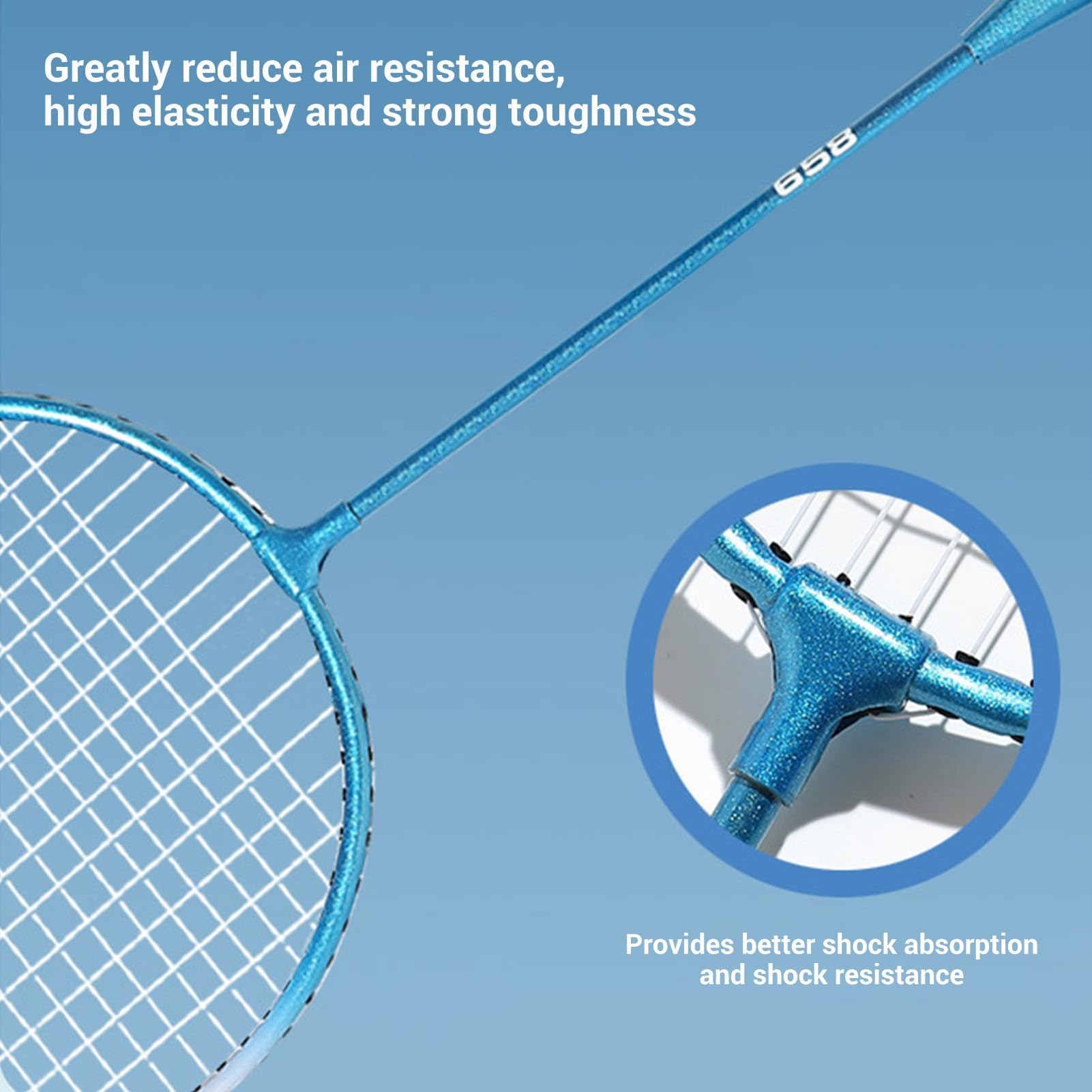 Set da Badminton Racchette Premium in Lega di Ferro con 3 Volani per il Divertimento in Famiglia di Tutte le età (BLUE)