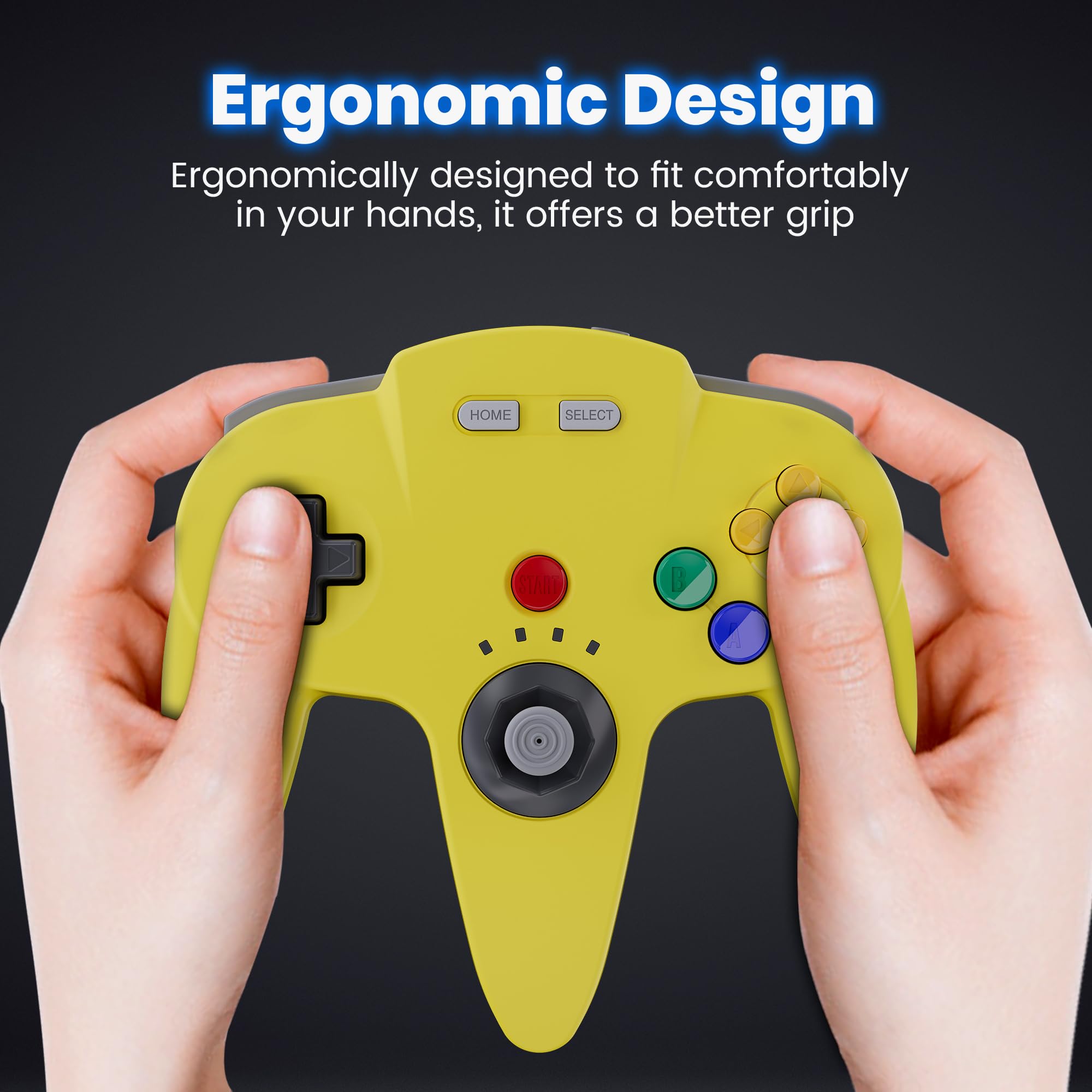 miadore Switch N64 Controller für Switch 1 & 2/OLED/Lite/N64 Konsole, | Plug & Play,kabelloser PC Controller mit 2,4-GHz-USB & N64-Empfänger,kompatibel mit Windows PC,macOS,Raspberry Pi,Linux