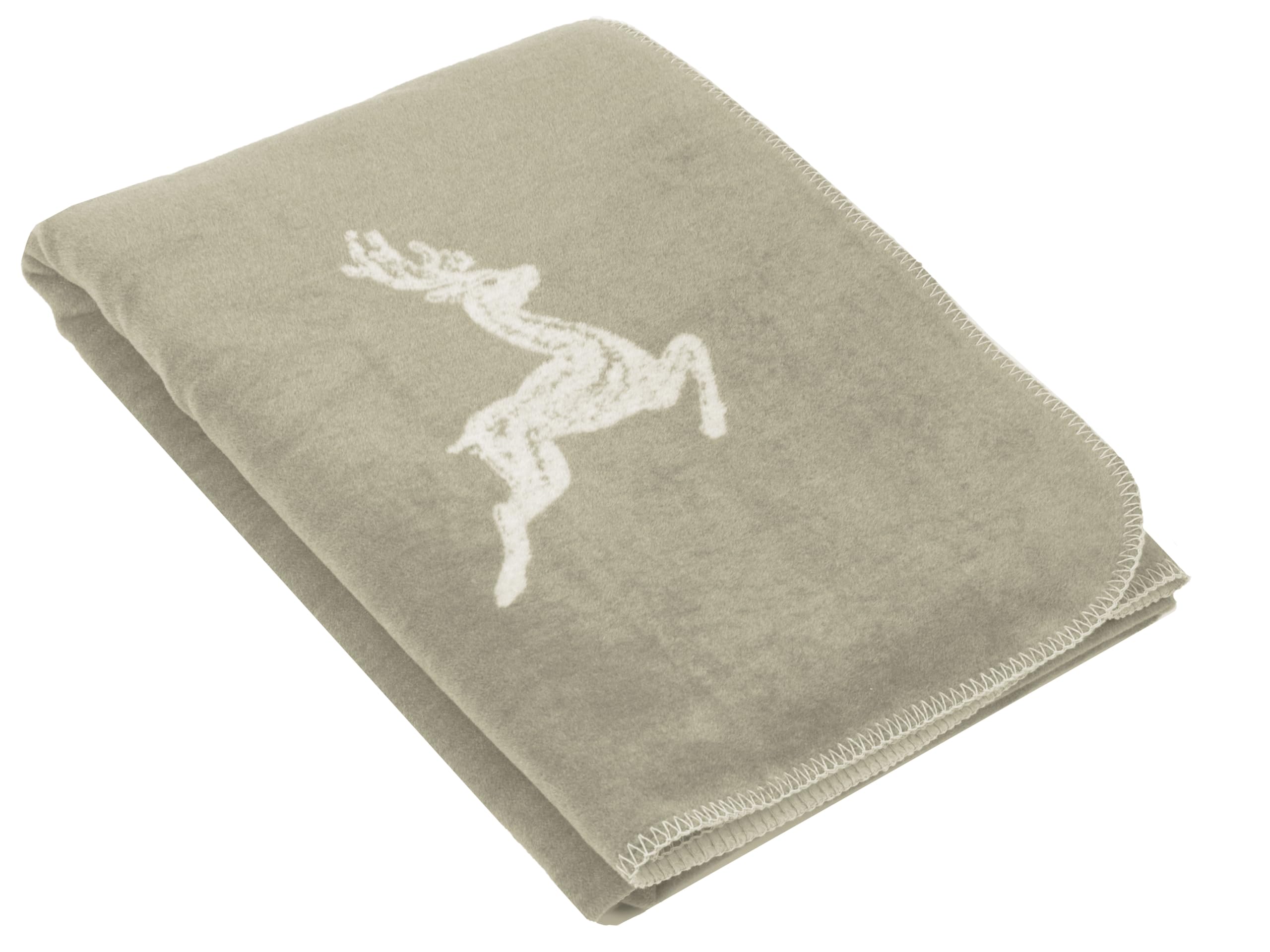 Couverture douillette 150x200 cm ZOLLNER bicolore taupe en tissu mélangé
