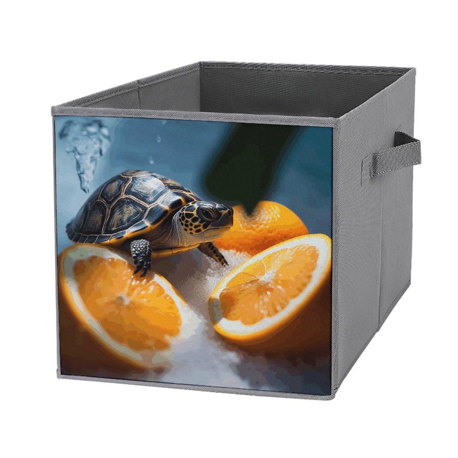 Boîtes de rangement tortue orange bacs pliables pour chambre enfant et salon