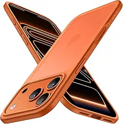 JETech Capa Fosca para iPhone 17 Pro Max 6,9 Polegadas, Proteção Contra Quedas de Nível Militar, Case Minimalista com Parte Traseira Translúcida Matte, Anti-Impressão Digital (Laranja)