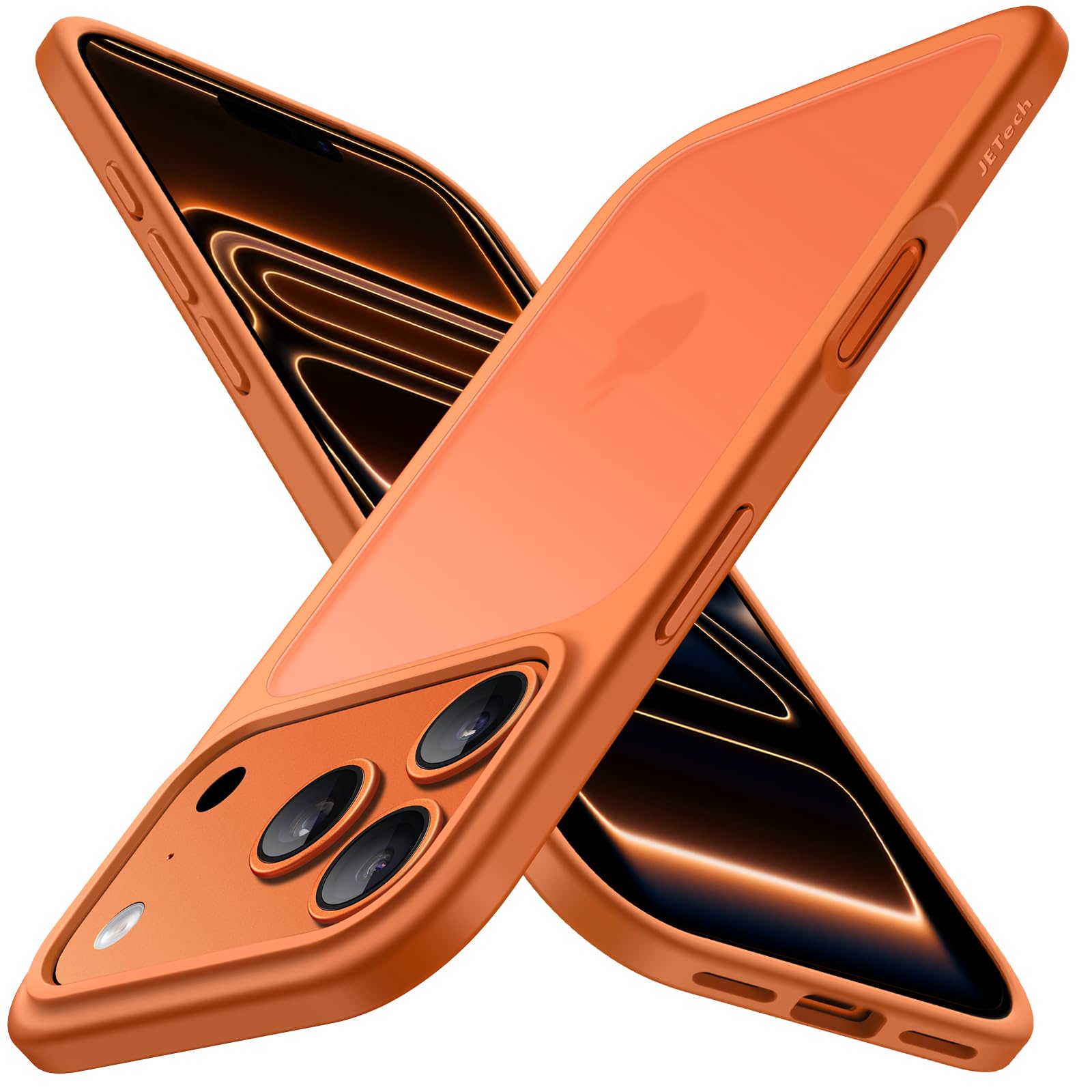 JETech Matt Hülle NUR für iPhone 17 Pro Max 6,9 Zoll, Stoßfest Militärstandard FallSchutz, Mattierte Transluzente Rückseite Minimalistische Handyhülle, Anti-Fingerabdrücke (Orange)