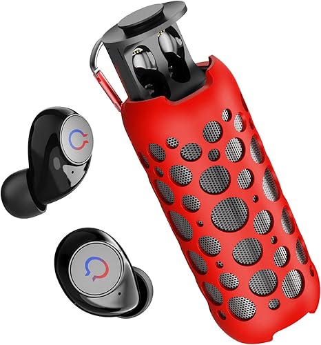 Kingstar Altavoces Bluetooth, 2 en 1, altavoz portátil Bluetooth inalámbrico, mini estéreo envolvente 360 con auriculares TWS, batería de 12 horas