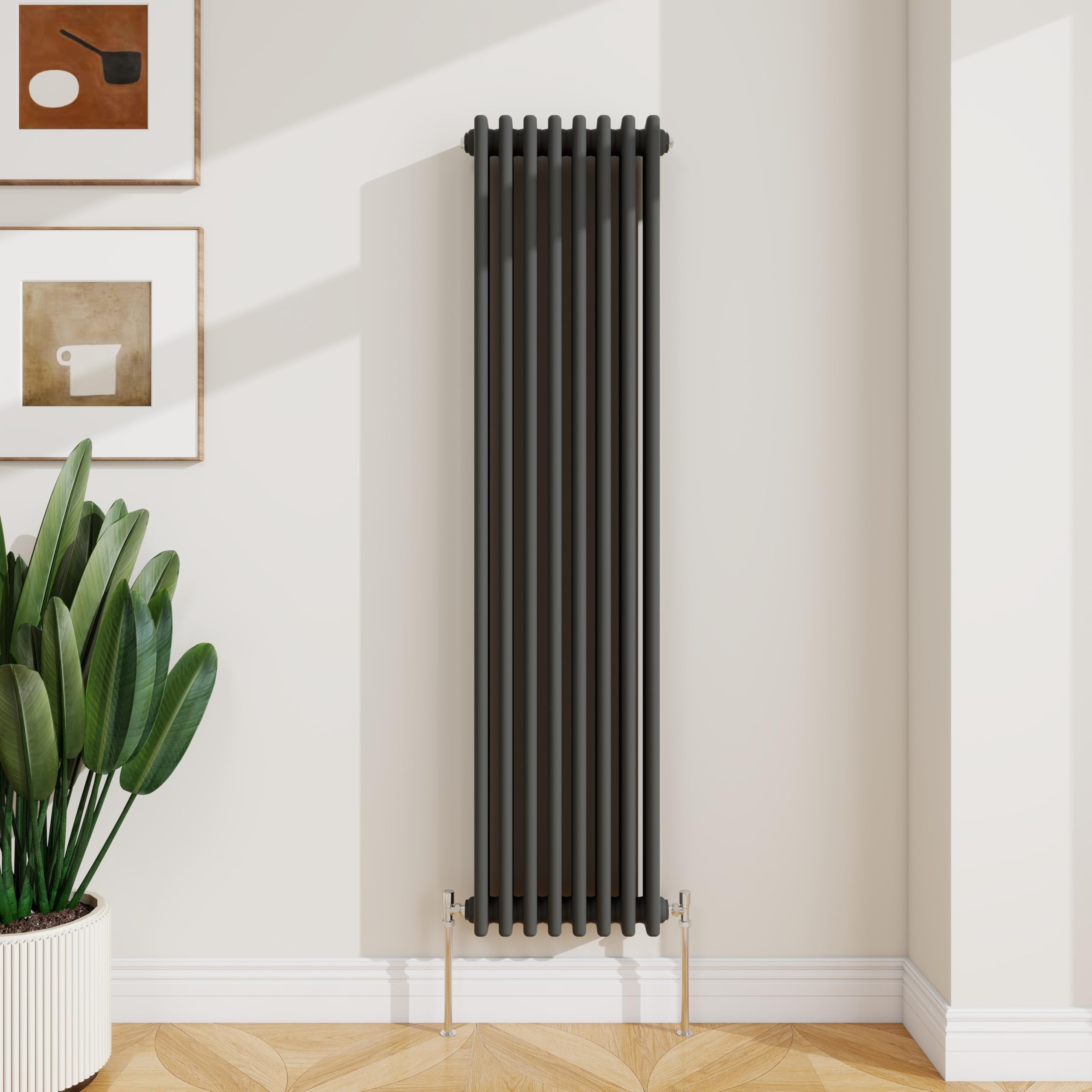 SLINE SANITARY 1500x380mm Cast Iron Style Traditional 3 Column Vertical Anthracite Central Heating Radiator