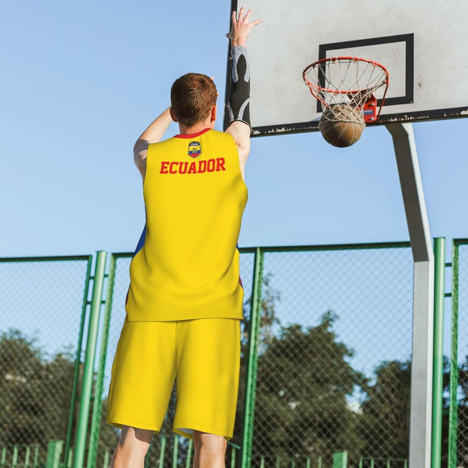 Ecuador Flag Grain (1) Basketball Jersey Uniform Suit for Men Women Adults Training Athletic Set