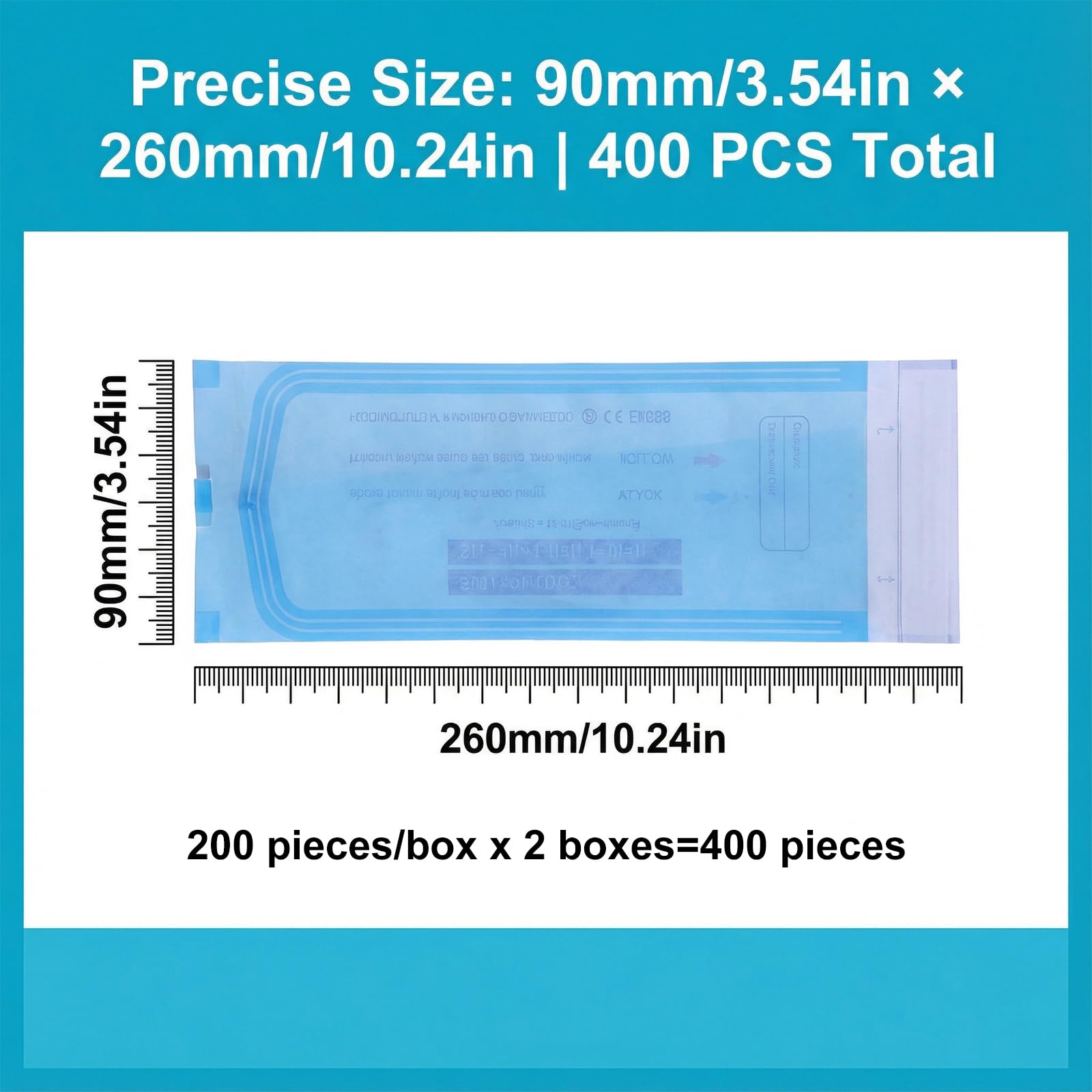 Lot De 400 Sachets De Stérilisation, Sac Pour Désinfection Autoclave 90 X 260 Mm, Sacs Autoclaves, Sacs Auto-Adhésifs Pour Stérilisation Pour Outils Dentaires, Tatouages Ou Manucures
