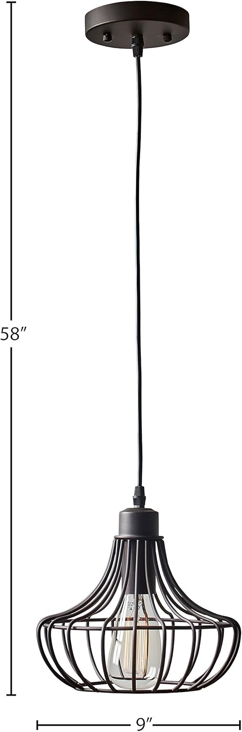 Blасk Frіdау 🔥 Amazon Brand – Stone & Beam Metal Cage Single Hanging Ceiling Pendant Chandelier Fixutre With Light Bulb - 9 x 9 Inches, 50 - 58 Inch Cord, Oil-Rubbed Bronze Tор Brаndѕ Amazon Brand – Stone & Beam Metal Cage Single Hanging Ceiling Pendant Chandelier Fixutre With Light Bulb - 9 x 9 Inches, 50 - 58 Inch Cord, Oil-Rubbed Bronze