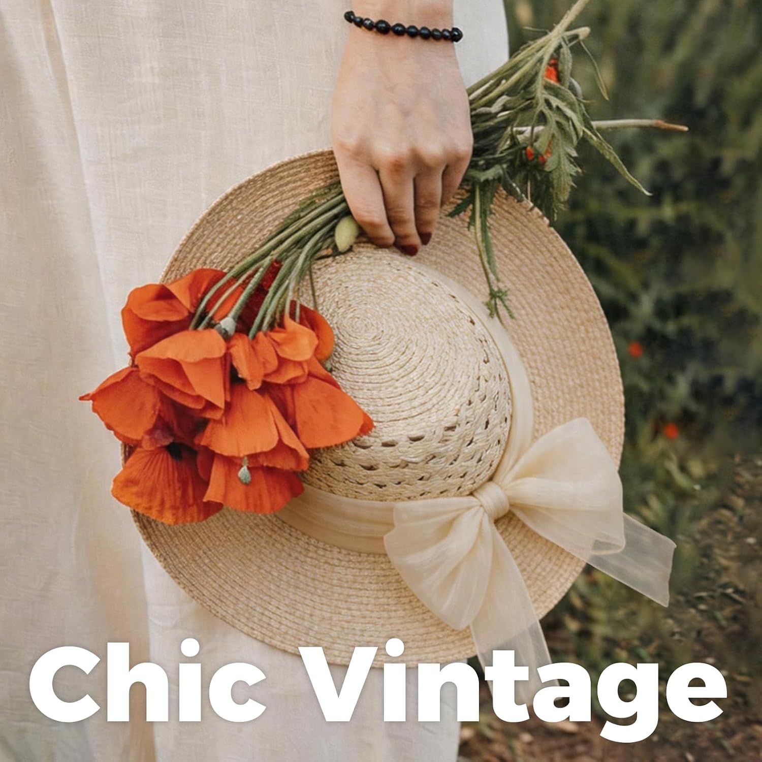 ACUSHLA Straw Sun Hat for Women Wide Brim Adjustable Boho Summer Beach Hats with Bow Vintage Fedora Panama UPF 50+