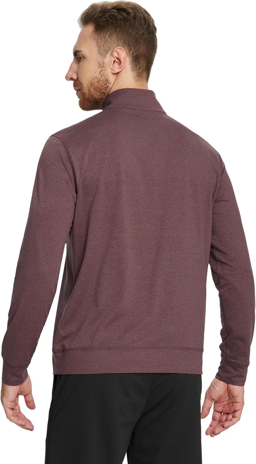 MICHEL ROUEN Quarter Zip Pullover Men Lightweight Dry Fit Mock Neck Midlayer Soft Sport 1/4 Zip Pullover Mens Heather Sweater - Image 3