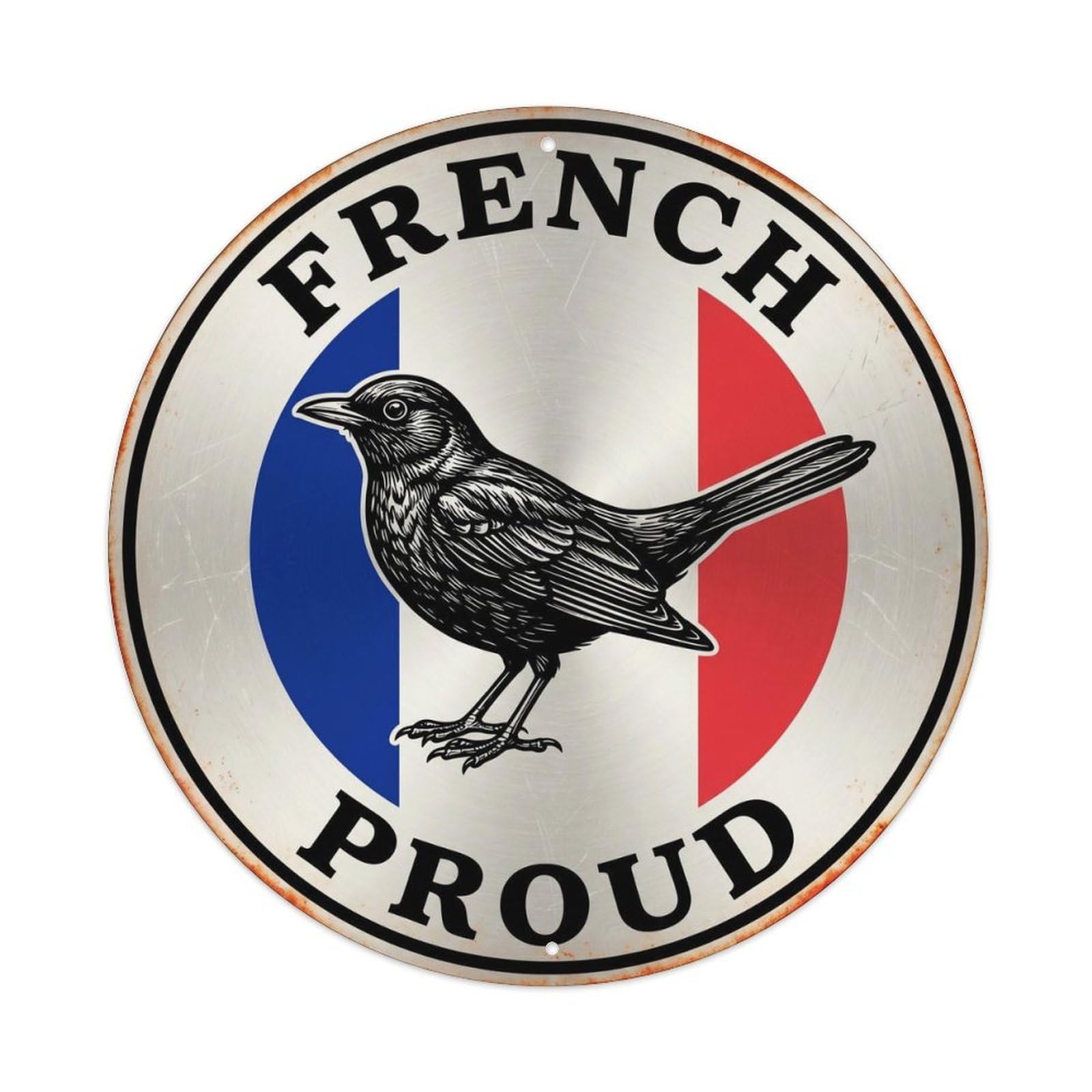 Olhnbad Style French Proud Blackbird Bird Wildlife Heritage Emblem Metal Tin Sign