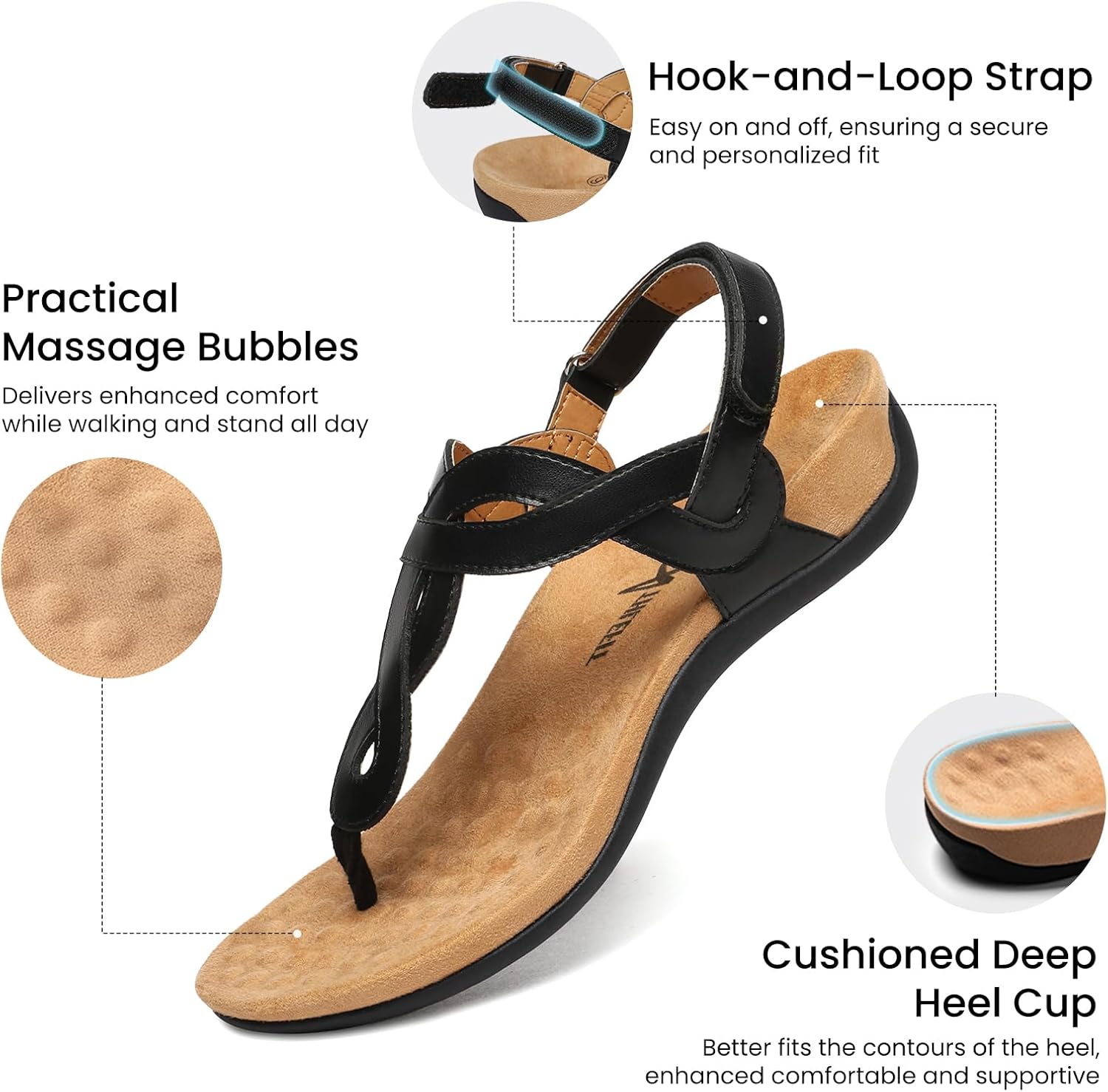 Athlefit Women's Orthopedic Arch Support Sandals Comfortable Thong T-Strap Orthotic Casual Flat Sandals - Image 4