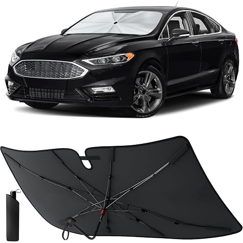 EcoNour Windshield Sunshade & Window Tint for Ford Fusion 2013 2014 2015 2016 2017 2019 2020 2021 | Front Windshield Sun Shade UV Heat Blocker | Foldable Car Sun Visor Interior Accessories