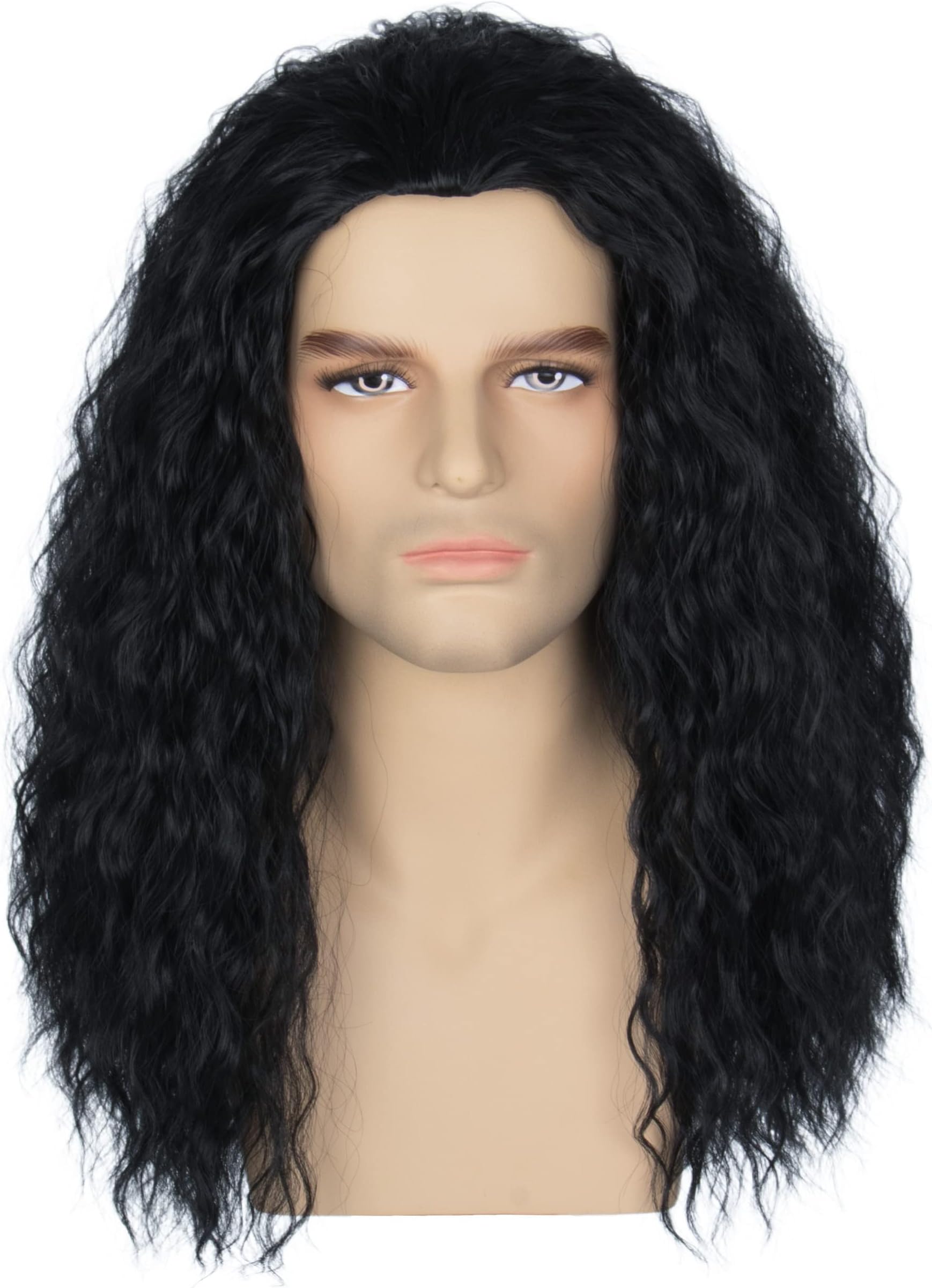 Miss U Hair Unisex Long Curly Hair Party Movie Cosplay Costume Wig Halloween (Jet black)