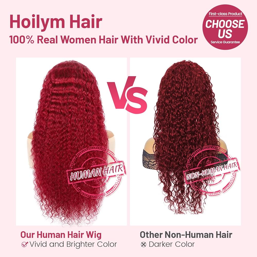 Amazon.com : hoilym 99j Burgundy Lace Front Wigs Human Hair