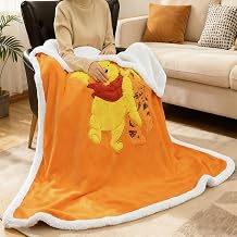NEWCOSPLAY Sherpa Fleece Throw Blanket 3D Cartoon Embroidered Gift Blanket for Couch Warm and Plush Yellow and Orange, 50"X60"