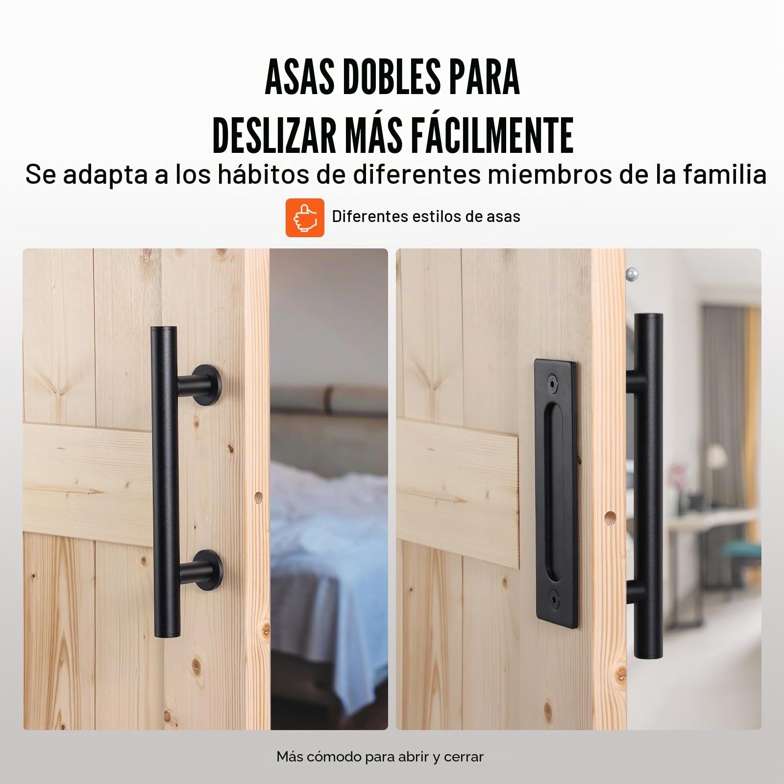 VEVOR Kit de Herrajes y Puerta de Granero Puerta Corrediza de Madera de 1066,8 x 2133,6 mm Kit de Puerta de Granero con Guía de Piso 8 en 1 y Manija de Puerta Losa con Paneles de Madera de Abeto