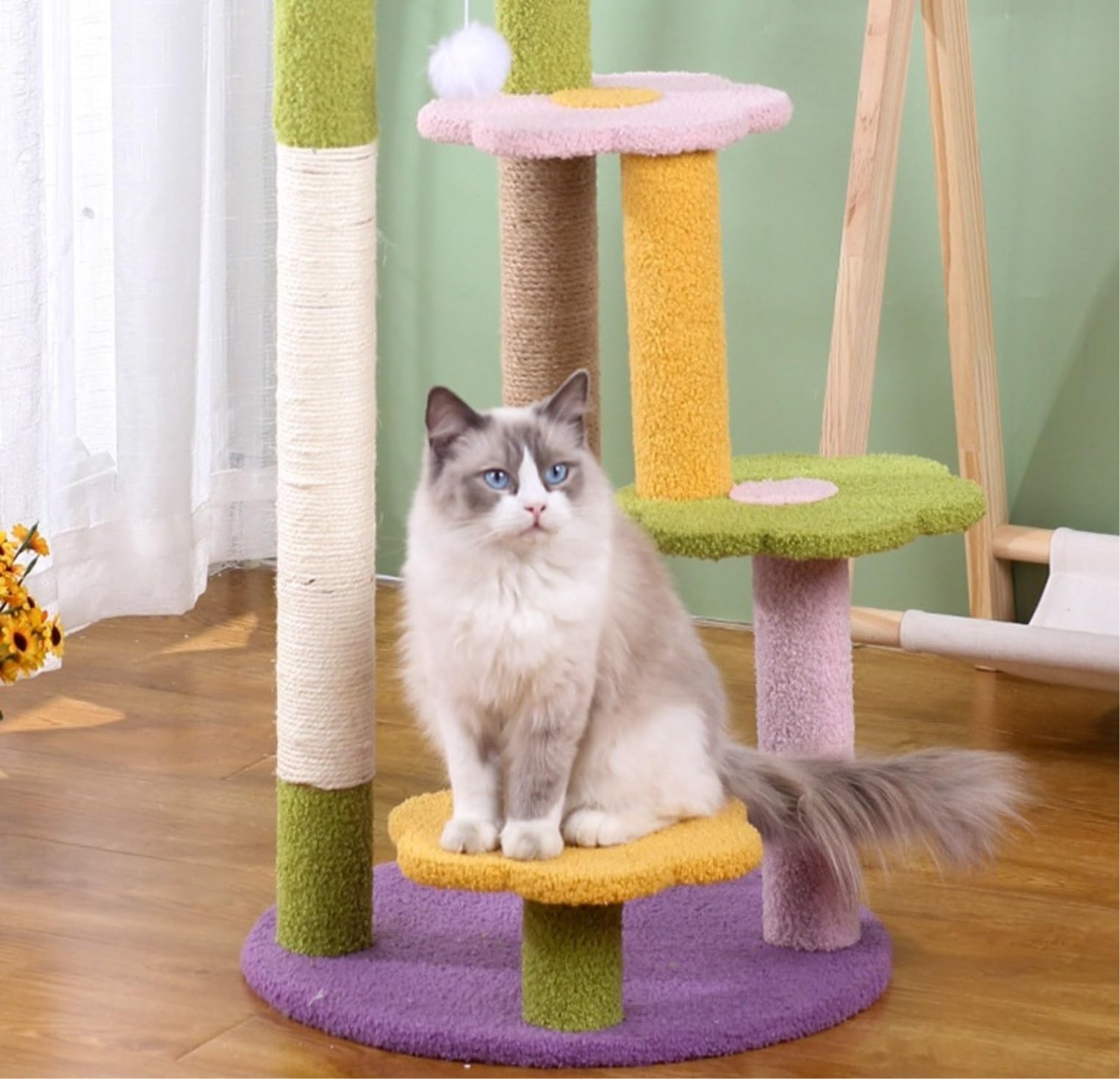 Alberi per Gatti Tiragraffi per Gatti da Interno, Centro attività per Arrampicata su Torre, A 4 Livelli Albero Gatti Interno