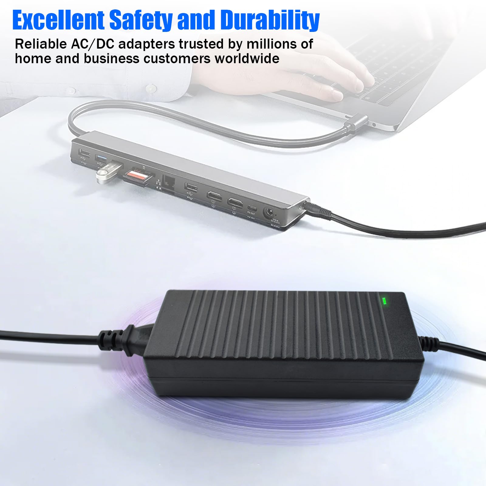 Zasilacz AC 100-240V do 12V 10A Transformator 120W Uniwersalny zasilacz z wtyczką 5,5 x 2,5 mm do taśm LED, kamer, DVD, ekranów LCD i innych
